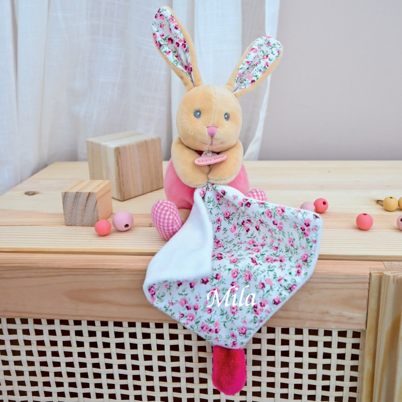  - the poupis - plush with comforter rabbit pink liberty 18 cm 
